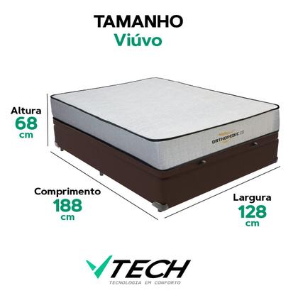 Imagem de Cama Box Baú Viúvo Marrom e Colchão Orthopedic D33 V-Tech