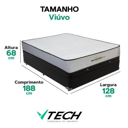 Imagem de Cama Box Baú Viúvo Preto e Colchão Orthopedic D33 V-Tech