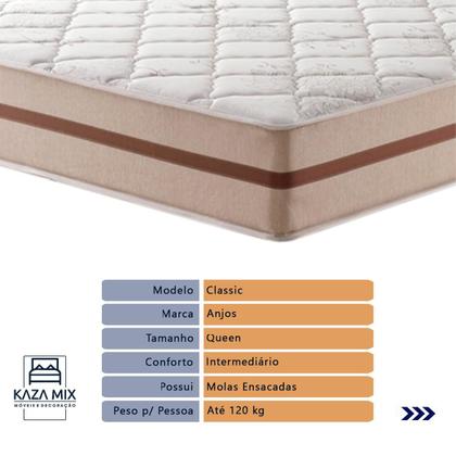 Imagem de Cama Box Bege e Colchão Classic 22 cm Molas ensacadas Queen Anjos