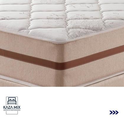 Imagem de Cama Box Bege e Colchão Classic 22 cm Molas ensacadas Queen Anjos