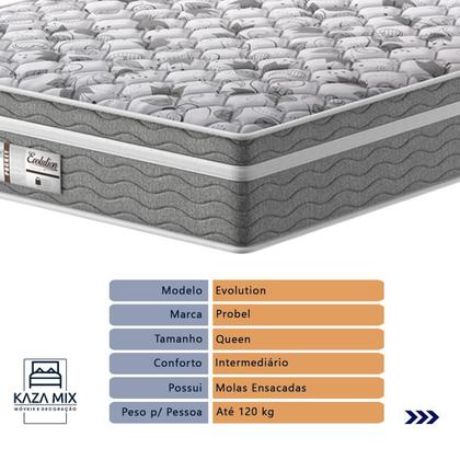 Imagem de Cama Box Bege e Colchão Queen Evolution Molas Ensacadas Probel