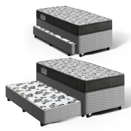 Imagem de Cama Box Bicama com Colchão de Espuma D33 Ortobom ISO 100 + Auxiliar de Espuma Unique Solteiro 88cm