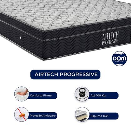 Imagem de Cama Box Bipartido King Size Cinza e Colchão Airtech Progressive M. Ensacadas Ortobom