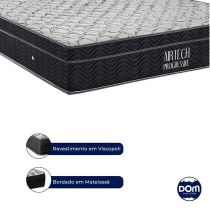 Imagem de Cama Box Bipartido King Size Cinza e Colchão Airtech Progressive M. Ensacadas Ortobom