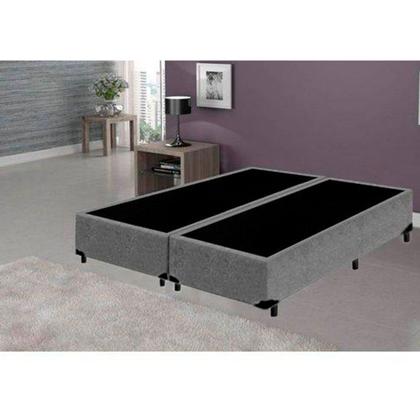 Imagem de Cama Box Blindado Queen Bipartido King Design Suede Cinza 158x198x40