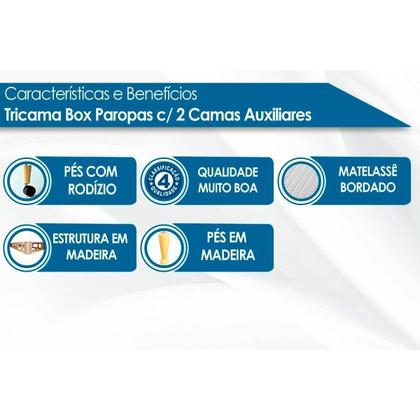 Imagem de Cama Box c/Auxiliar Solteiro: Colchão Espuma Paropas D33 Confort Ultra Firme + Tricama Base CRC Rústico White(88x188)