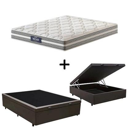 Imagem de Cama Box C/ Baú Viúva + Colchão Mola Ensacada Probel Vegas Springs Comfort Pillow