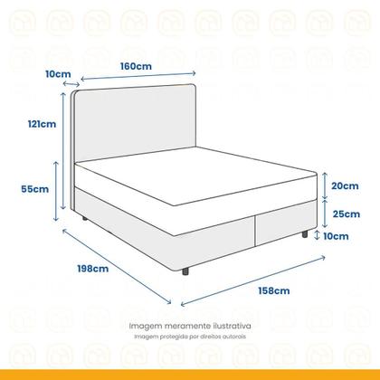 Imagem de Cama Box + Cabeceira Cassis e Colchão Queen - Anjos - Classic Mola Ensacada - 158x198x57cm Preto