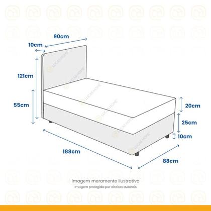 Imagem de Cama Box + Cabeceira e Colchão de Molas Ensacadas Anjos Classic Solteiro 88cm