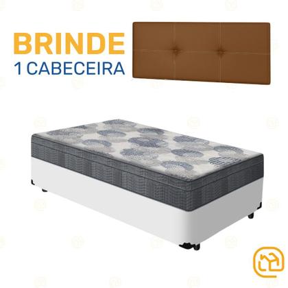 Imagem de Cama Box + Cabeceira Painel e Colchão de Molas ISO SuperPocket Solteiro 88cm