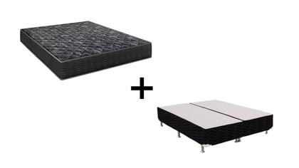 Imagem de Cama Box Casal 138 Bipartido Matelassê Onda Preto com Colchão Lisboa Espuma D28 Preto Bello Box