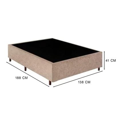 Imagem de Cama Box Casal 138 Suede Bege Com Colchão Alegro Espuma D28 Cinza - 57x138x188cm