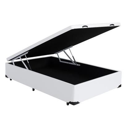 Imagem de Cama Box Casal Baú Sintético Branco - 138x188x35