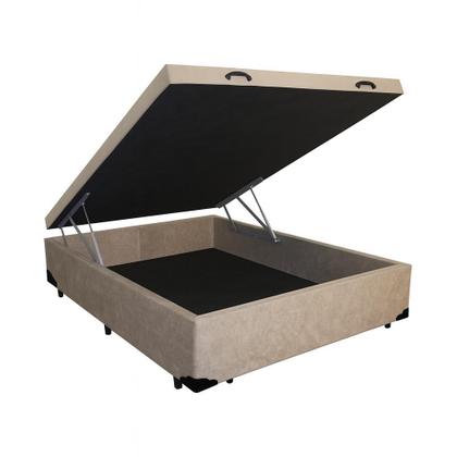 Imagem de Cama Box Casal Baú Suede Bege - 138x188x35