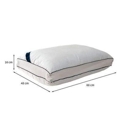 Imagem de Cama Box Casal Bege com Colchão Guldi Dream Mola Ensacada (30x138x188) e 2 Travesseiros Guldi Dream Branco e Azul