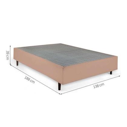 Imagem de Cama Box Casal Bege com Colchão Guldi Dream Mola Ensacada (30x138x188) e 2 Travesseiros Guldi Dream Branco e Azul