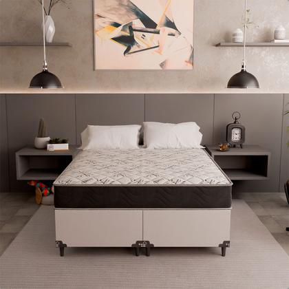 Imagem de Cama Box Casal Bipartido + Colchão D33 One Face - 56x138x188cm - Várias Cores