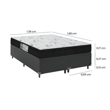 Imagem de Cama Box Casal Bipartido + Colchão D33 One Face - 56x138x188cm - Várias Cores