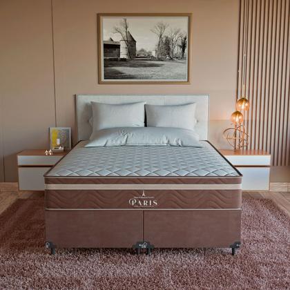 Imagem de Cama Box Casal Bipartido + Colchão Paris Molas Ensacadas - 61x138x188cm - Várias Cores