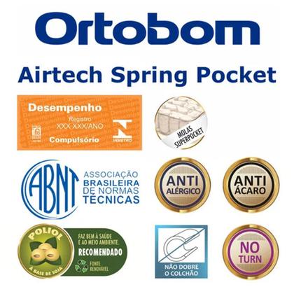 Imagem de Cama Box Casal Bipartido Sintético + Colchão Ortobom Airtech Molas Ensacadas 65x138x188 Marrom