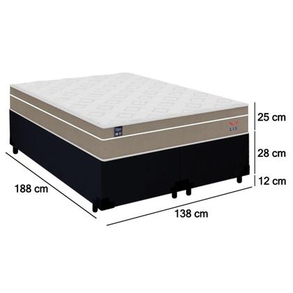 Imagem de Cama Box Casal Bipartido Suede + Colchão Lis Molas Ensacadas Plumatex 138cm