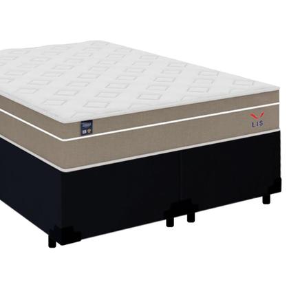 Imagem de Cama Box Casal Bipartido Suede + Colchão Lis Molas Ensacadas Plumatex 138cm