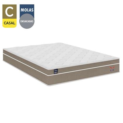 Imagem de Cama Box Casal Bipartido Suede + Colchão Lis Molas Ensacadas Plumatex 138cm
