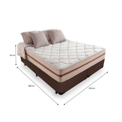 Imagem de Cama Box Casal Bipartido Tecido Marrom com Colchão Pillow Angel Molas Ensacadas 62x138x188
