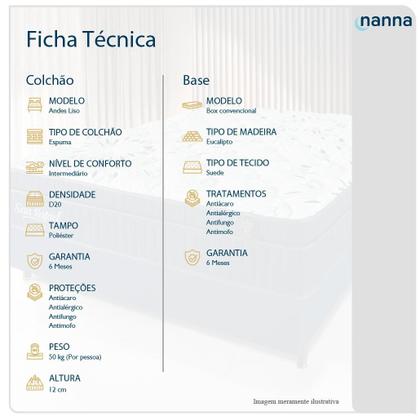Imagem de Cama Box Casal Colchão Andes Espuma D20 138x188x49cm
