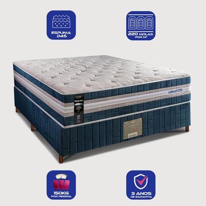 Imagem de Cama Box Casal Colchão + Box 138x188x70 com Molas Ensacadas Robust 220 Azul Cama inBox
