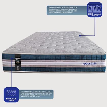 Imagem de Cama Box Casal Colchão + Box 138x188x70 com Molas Ensacadas Robust 220 Azul Cama inBox