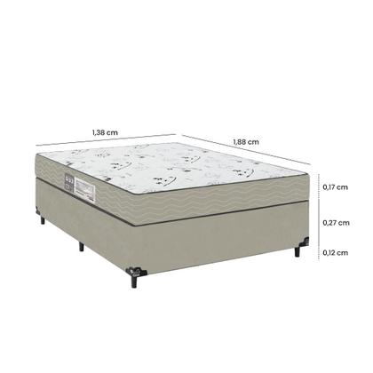 Imagem de Cama Box Casal + Colchão D33 One Face - 56x138x188cm - Suede Bege