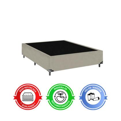 Imagem de Cama Box Casal + Colchão D33 One Face - 56x138x188cm - Suede Bege
