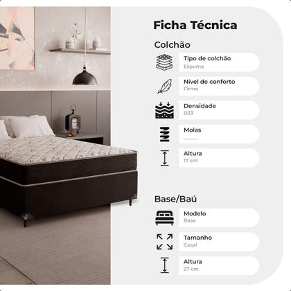 Imagem de Cama Box Casal + Colchão D33 One Face - 56x138x188cm - Várias Cores