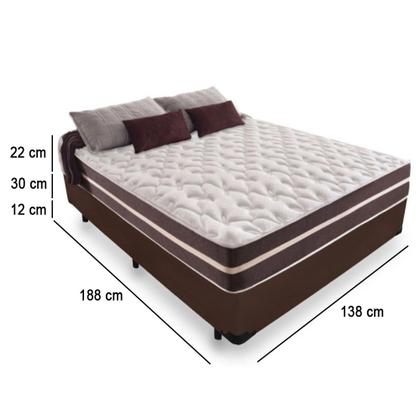Imagem de Cama Box Casal + Colchão De Molas Prime Colchões Classic Superlastic 138x188x64 Marrom
