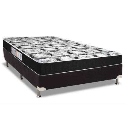 Imagem de Cama Box Casal: Colchão Espuma D33 Luckspuma  Supreme Black Pró Saúde Duplo + Base CRC Suede Black(138x188)