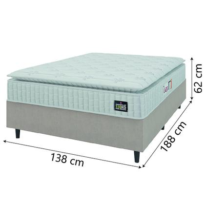 Cama Box Casal Colchão Espuma D45 Lazio Pillow Top 138x188x62cm Suede Branco/Bege Hellen Imagem de Cama Box Casal Colchão Espuma D45 Lazio Pillow Top 138x188x62cm Suede Branco/Bege Hellen