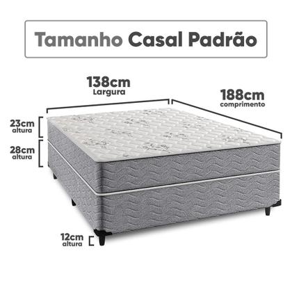 Imagem de Cama Box Casal + Colchão Espuma Ortopédico D33 Piemonte 138x188x63cm