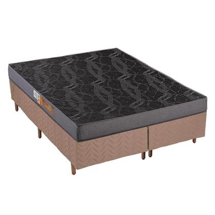 Imagem de Cama Box Casal: Colchão Espuma Polar Pérola + Base CRC Rústico Clean(138x188)