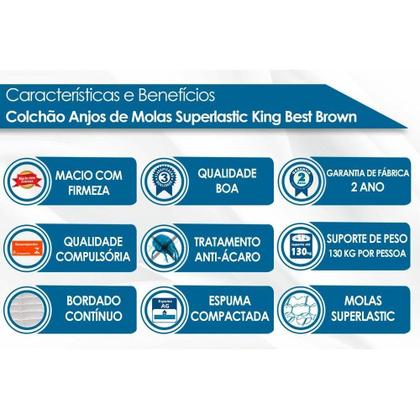 Imagem de Cama Box Casal: Colchão Molas Anjos Superlastic King Best + Base Courano Brown(138x188)