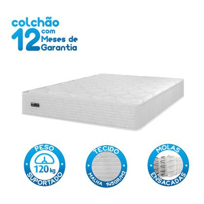 Imagem de CAMA BOX CASAL + COLCHÃO MOLAS ENSACADAS ATTRACTIVE UMAFLEX (138x188x63CM) BRANCO