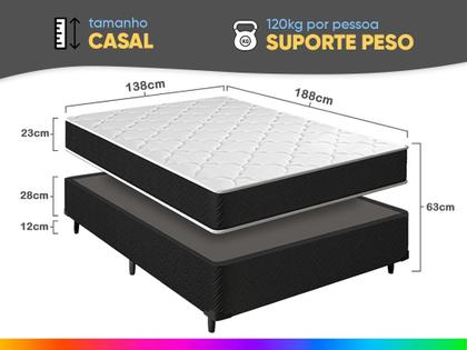 Imagem de Cama Box Casal + Colchão Molas Ensacadas Pergola Europillow 138x188x63cm