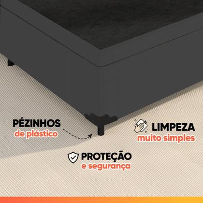 Imagem de Cama Box Casal Colchão Molas Ensacadas Pillow Maximus 138x188x62cm Cinza / Preto Gazin - Suporta até 120Kg por Pessoa