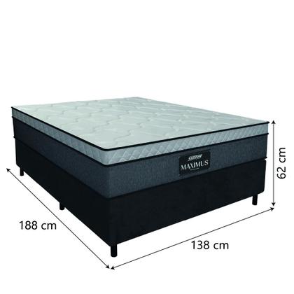 Cama Box Casal Colchão Molas Ensacadas Pillow Maximus 138x188x62cm Cinza / Preto Gazin - Suporta até 120Kg por Pessoa Imagem de Cama Box Casal Colchão Molas Ensacadas Pillow Maximus 138x188x62cm Cinza / Preto Gazin - Suporta até 120Kg por Pessoa