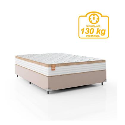 Cama Box Casal Colchão Molas Ensacadas Real 138x188x65cm Branco/Bege - Suporta até 130Kg Por Pessoa - CELUPLAS Imagem de Cama Box Casal Colchão Molas Ensacadas Real 138x188x65cm Branco/Bege - Suporta até 130Kg Por Pessoa