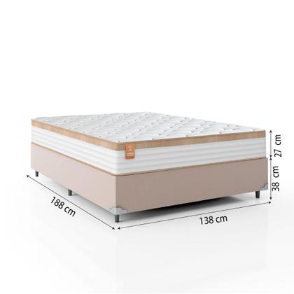 Cama Box Casal Colchão Molas Ensacadas Real 138x188x65cm Branco/Bege - Suporta até 130Kg Por Pessoa - CELUPLAS Imagem de Cama Box Casal Colchão Molas Ensacadas Real 138x188x65cm Branco/Bege - Suporta até 130Kg Por Pessoa