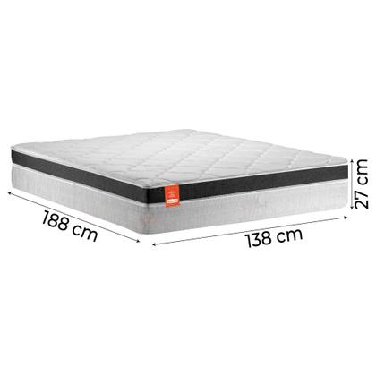 Imagem de Cama Box Casal Colchão Molas Ensacadas Real 138x188x65cm Preto/Cinza - Suporta até 130Kg por Pessoa