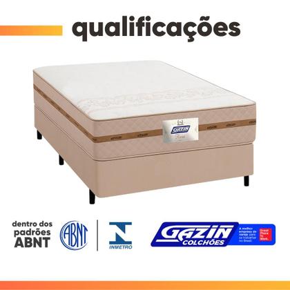 Imagem de Cama Box Casal Colchão Molas Flora Bege 138x188x58cm