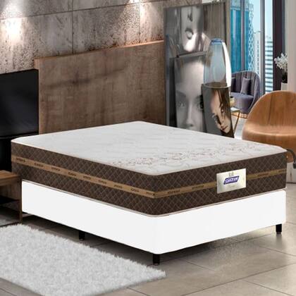 Imagem de Cama Box Casal Colchão Molas Flora Gazin + Box Sintético  52x138x188