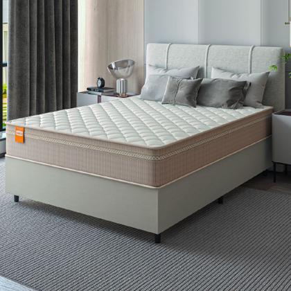 Cama Box Casal Colchão Molas Qatar 138x188x60cm Bege/Branco Inducol - Suporta Até 200 Kg Por Pessoa - CELUPLAS Imagem de Cama Box Casal Colchão Molas Qatar 138x188x60cm Bege/Branco Inducol - Suporta Até 200 Kg Por Pessoa